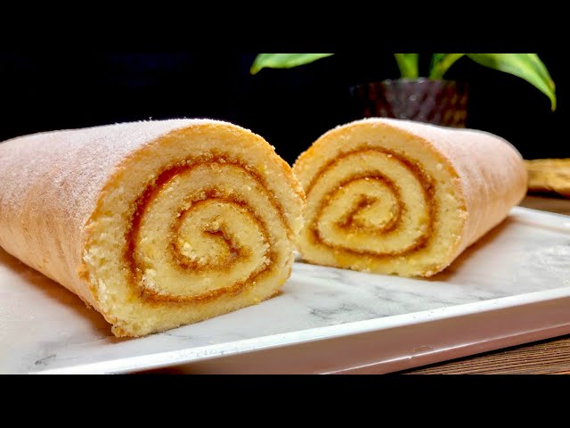 Swiss Roll Cake | Vanilla Roll Cake | Easy Roll Cake (English subtitles)