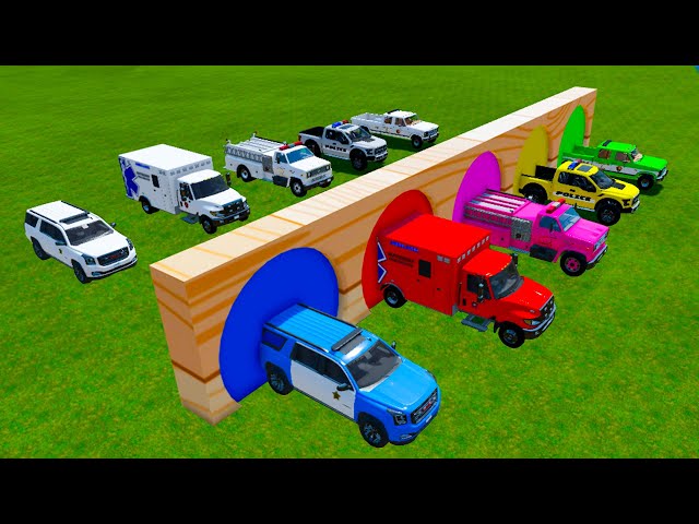 CHANGING COLORS ALL MODELS OF POLICE CARS, AMBULANCE, FIRE ENGINE AND TRANSPORT WITH MAN TRUCKS🚓FS22