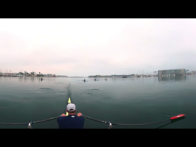 Rowing workout in Marina Del Ray in 360 VR | Ride on the Boat with Me!