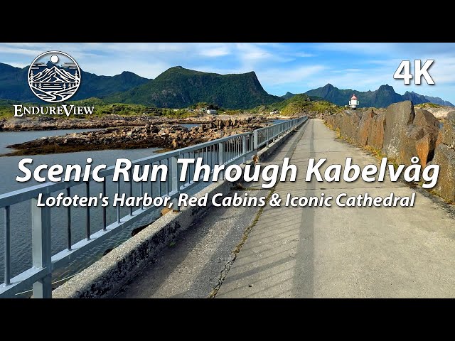 Virtual Run Through Scenic Kabelvåg: Lofoten's Harbor, Red Cabins & Iconic Cathedral 🏃‍♂️🏞️