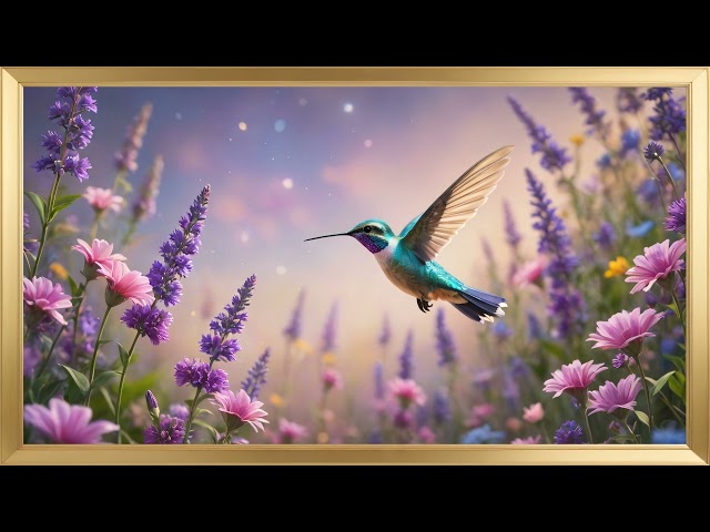 Lavender Fields & Hummingbird | 4K Relaxing Screensaver for Stress Relief & Peaceful Moments