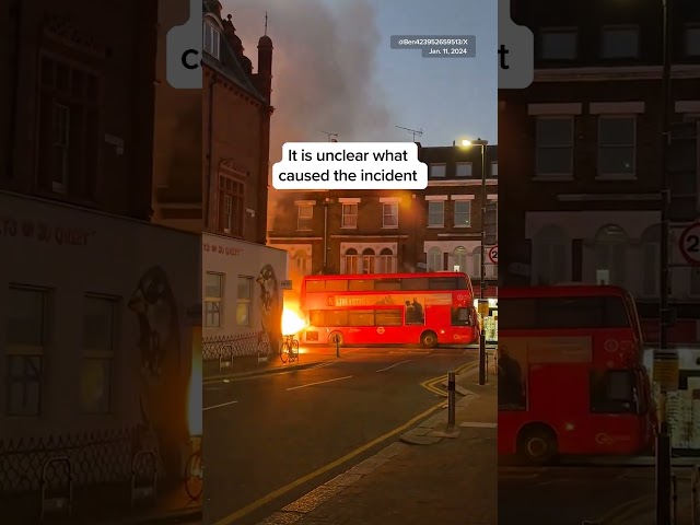 Double-decker bus catches fire in London