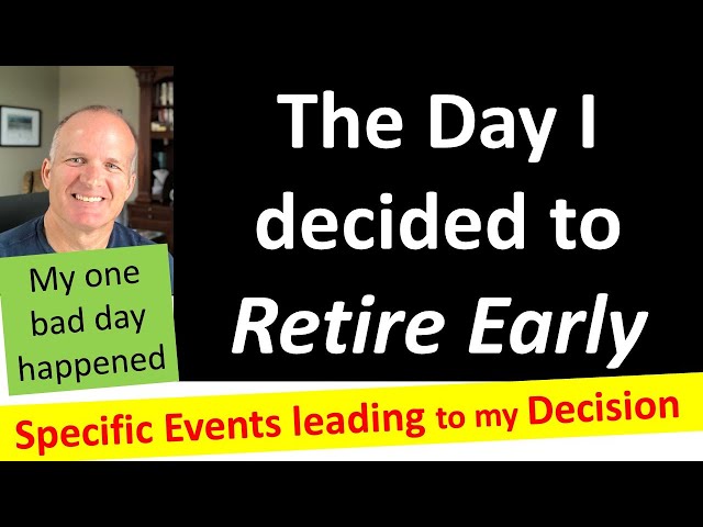 My Decision to Retire Early -- My one bad day just occurred.  Financial Independence is great.