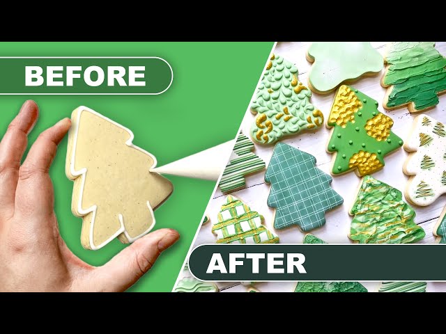 How to Decorate Festive CHRISTMAS TREE Cookies with Royal Icing!