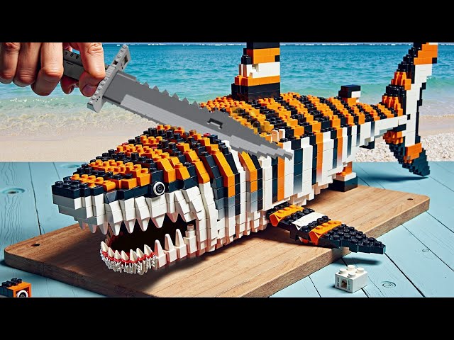 Making Pefect Giant TIGER SHARK Recipe IRL || Lego Cooking Stop Motion vs ASMR