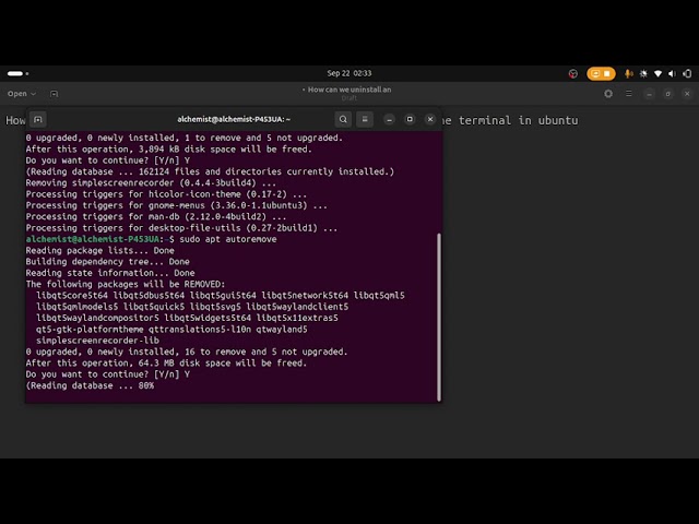 How uninstall Simple Screen Recorder from terminal in Ubuntu | Uninstall Ubuntu | Tips