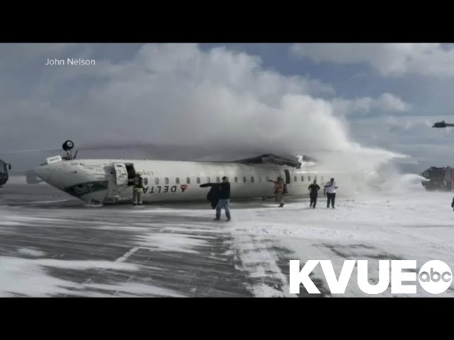 Video shows inside of Delta Airlines plane that flipped upside down