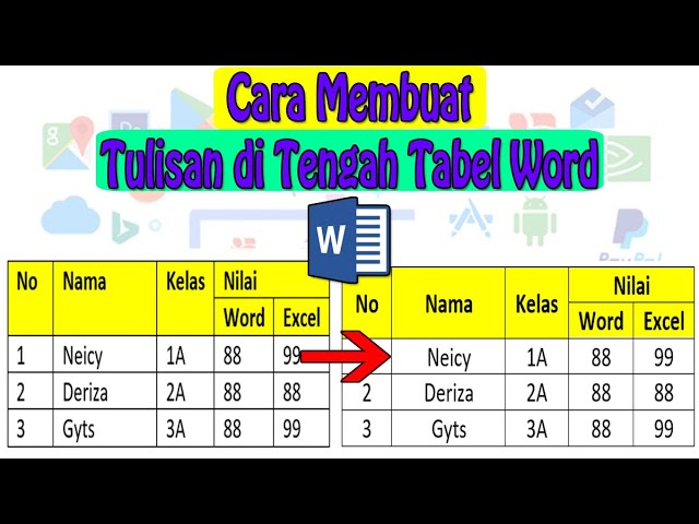 How to Write in the Middle of a Word Table