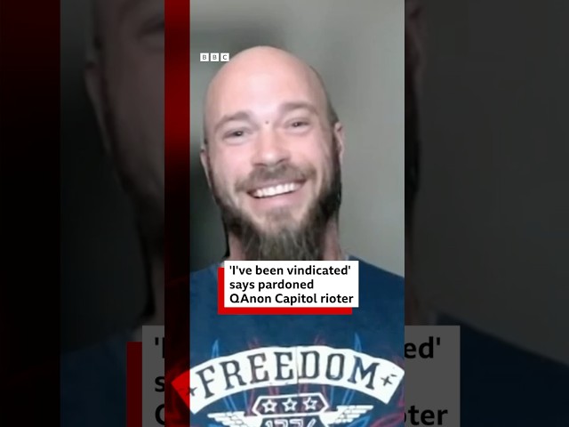 Convicted US Capitol rioter and 'QAnon Shaman' reacts to President Trump's pardons. #US #BBCNews