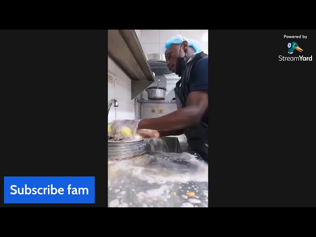 Washing dishes in a busy restaurant