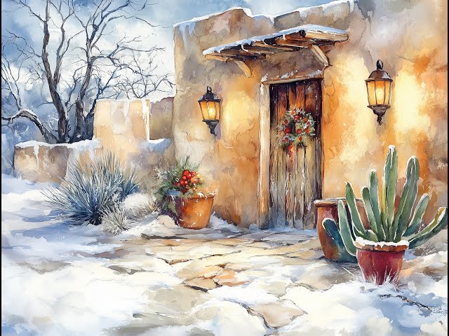 Create A Southwestern Winter Holiday Scene Acrylic Painting Tutorial #christmaspainting