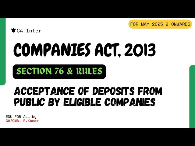 Ch-5 | P-7 | SECTION 76 & RULES | ACCEPTANCE OF DEPOSITS FROM PUBLIC BY ELIGIBLE CO. | 24 PROVISIONS