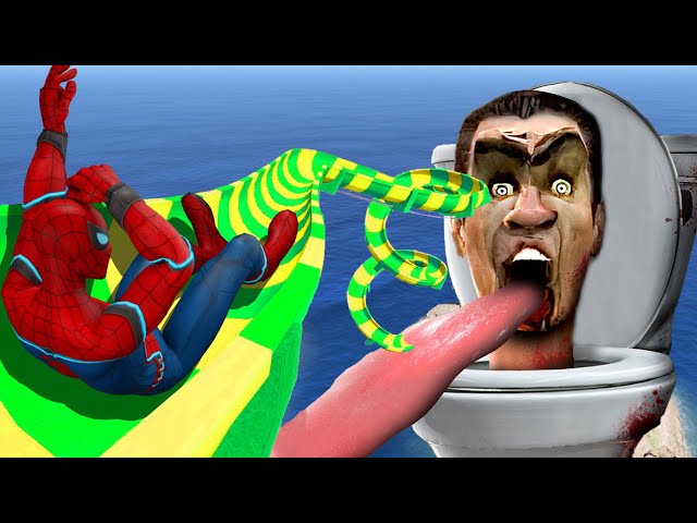 GTA 5 Skibidi Toilet | Water Slides | Spiderman Ragdolls ep. 3