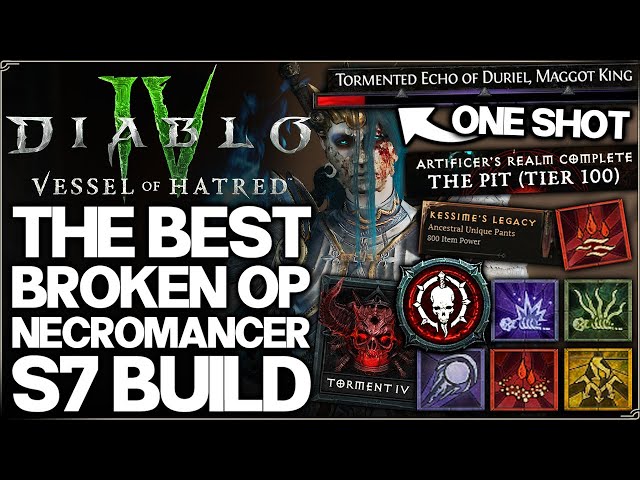 Diablo 4 - New Best S7 1 SHOT EVERYTHING Necromancer Build Guide - New OP Blood Wave Easy Torment 4!