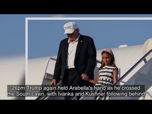 President Trump hold granddaughter Arabella's hand