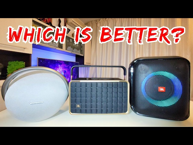 JBL Authentics 300 VS JBL Partybox Encore Essential VS Harman Kardon Onyx Studio