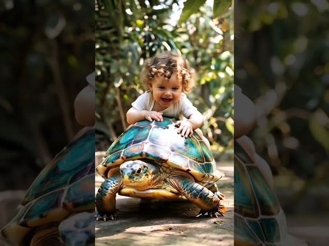 Baby and Turtle #funny #funnybaby #cat #funnyclips #baby #funnyvideos #cute #cutebaby #babieztv