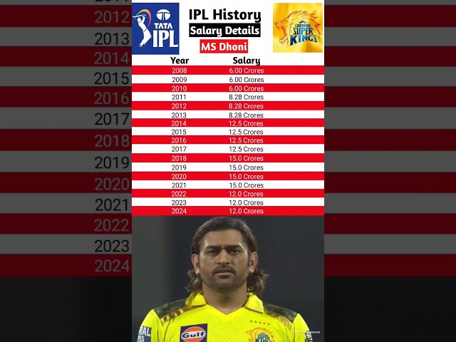 MS Dhoni ipl salary 2008 to 2024 | ms dhoni salary in ipl   #Shorts