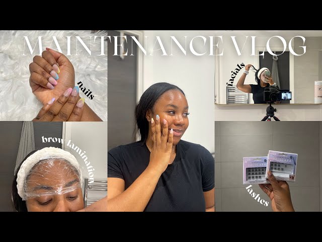 BEAUTY MAINTENANCE VLOG| taking out my braids, hair extensions, brow lamination, nails, lashes