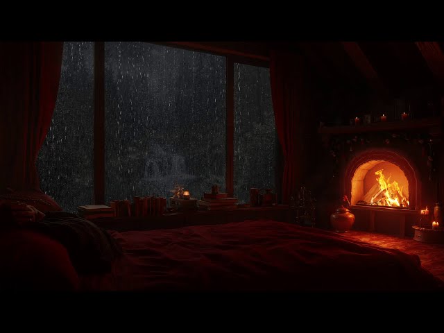 Cozy Ambience🌿Listening Rain on Window| Fireplace Sounds and Rain Sounds for Sleeping & Relaxation