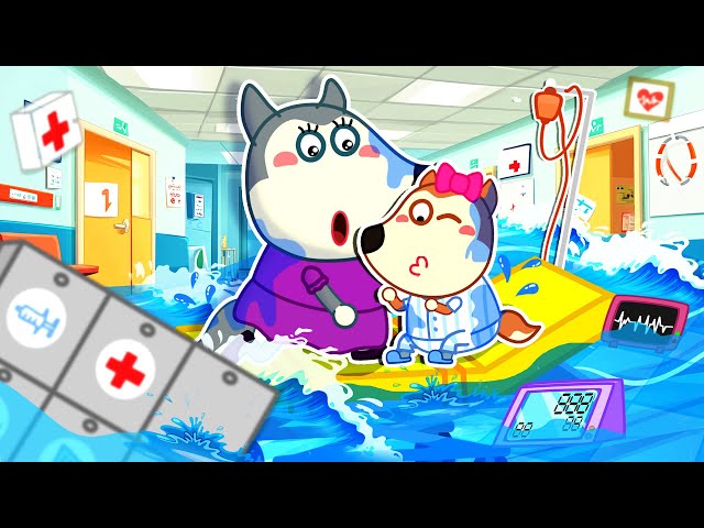 Help! Our Hospital in Heavy Rainstorm! Wolfoo Learns Natural Disasters Safety with Mommy Wolf