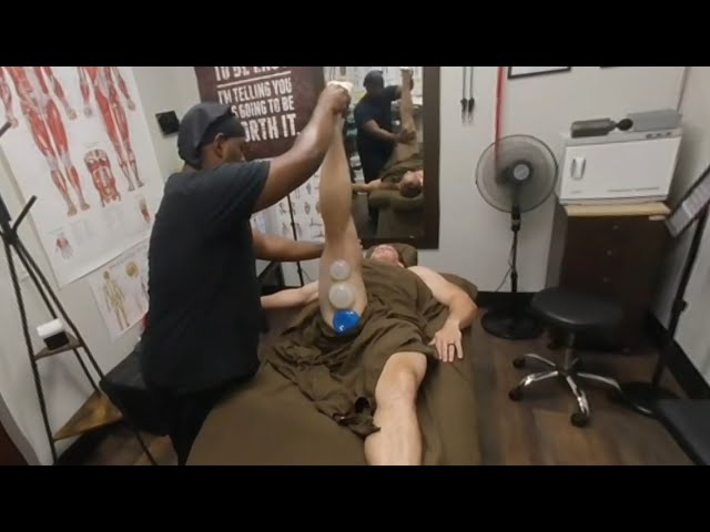 VR180 Johns Hamstring Stretch With Cupping (Part 4 of 4) Best seen in a VR Headset