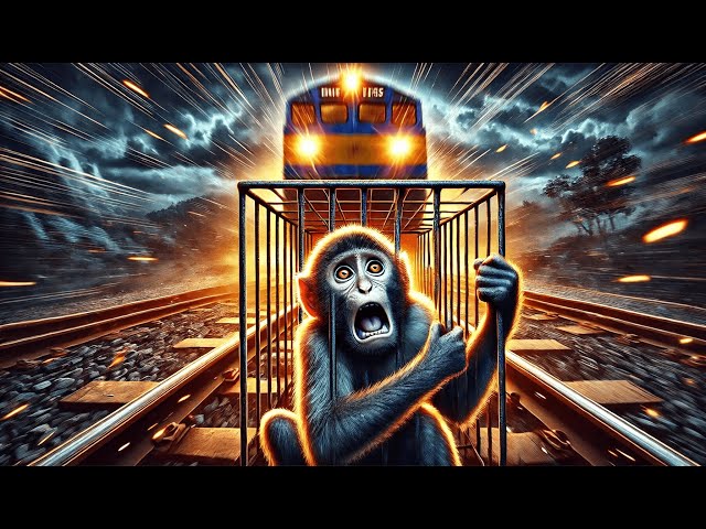 A Monkey Gets Trapped On A Train Track 🐈 #cat #cuteanimal #ai #animals