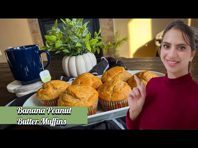 Banana Peanut Butter Muffins | Healthy eggless muffins recipe #blissfulflavours