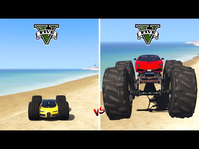 GTA 5 BIG GIANT MONSTER TRUCK LAMBORGHINI vs SMALL MONSTER BUGATTI