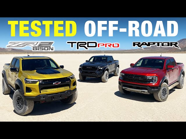 Toyota Tacoma TRD Pro vs. Ford Ranger Raptor vs. Chevy Colorado ZR2 Bison | Off-Road Comparison Test