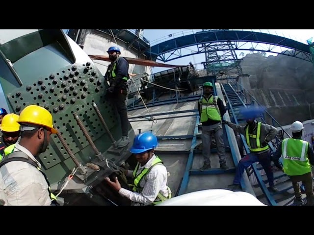 Launch of main arch of Chenab Bridge on Katra-Banihal rail section in Jammu & Kashmir, India