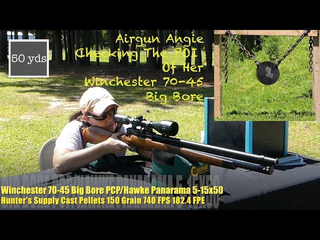 Checking The Winchester 70 45's POI With Airgun Angie