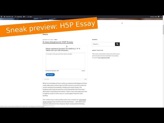 H5P Tutorials: Sneak preview of H5P Essay