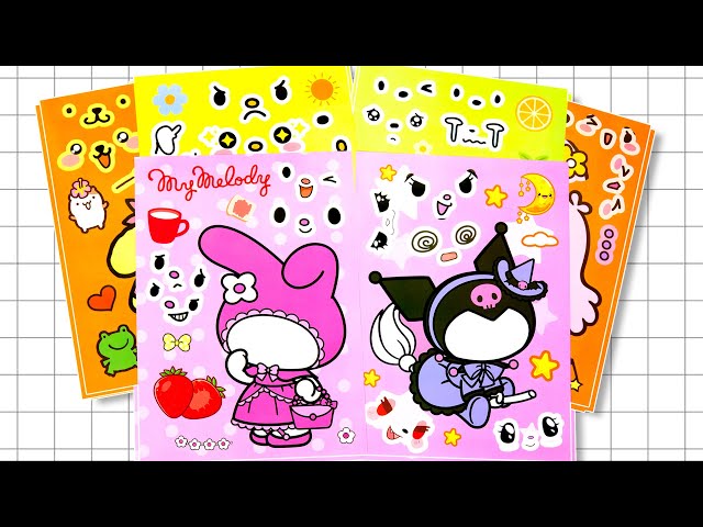 KUROMI Sticker Book Dress Up  💖 | Fun ASMR with Cinnamoroll, Purin, My Melody & More!