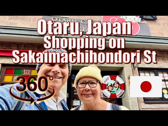 360° Otaru, Japan   Shopping on Sakaimachihondori St. in 4K