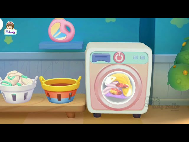 LITTLE PANDA KIKI SAT AND WASH CLOTHES |  BABYBUS |  CHILDREN'S CARTOON |  ANIMATION |  EDUCATION