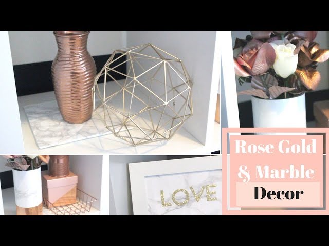 DIY Rose Gold and Marble Room Decor | SIMPLE & EASY Home Office Decor