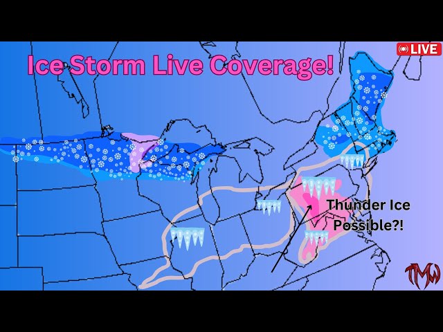 Ice Storm Live Coverage! Midwest/Northeast Impacts, Radar and Ground Coverage, Thunder Ice Possible