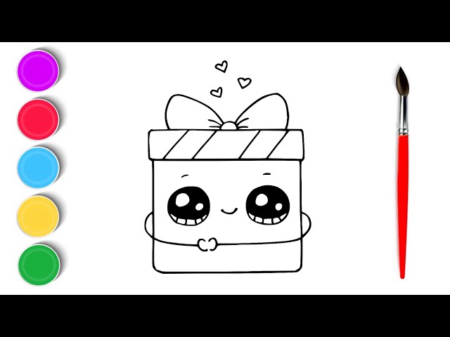 How to Draw a Cute Gift Box Easy | Easy Drawing and Coloring for Kids #giftboxdrawing