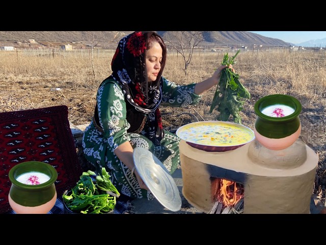 Daily Rural Life in Iran | Traditional Spinach Recipe 🥬 Cold Season Soup🫕