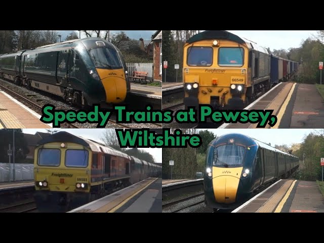 Trains speeding past Pewsey Station