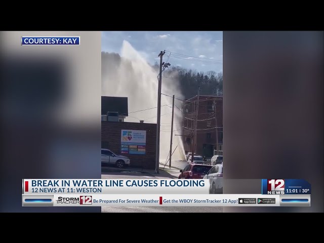 Water main breaks in downtown Weston