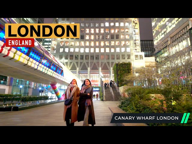 CANARY WHARF, London England, A Stunning Walking Tour, Exploring Little Manhattan [4K HDR]