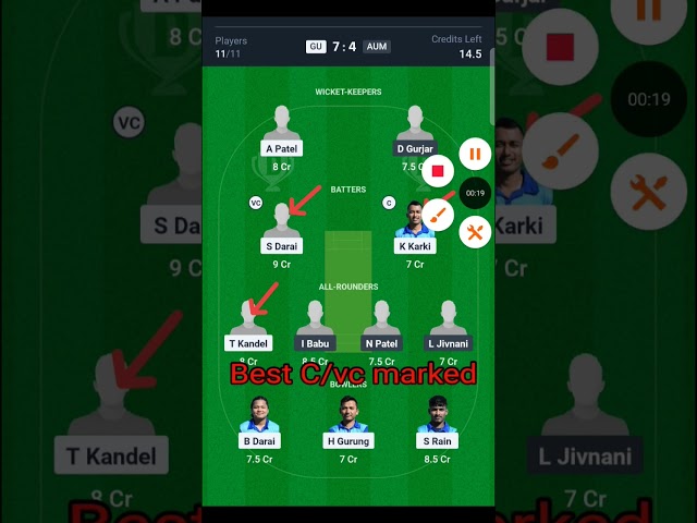 GU vs AUM Dream11 Team || gu vs aum dream11 prediction