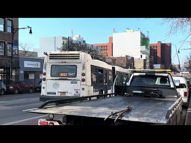 4K 2025: MTA NYC Bus 2012 Novabus LFS Articulated #5947 On The Bx19