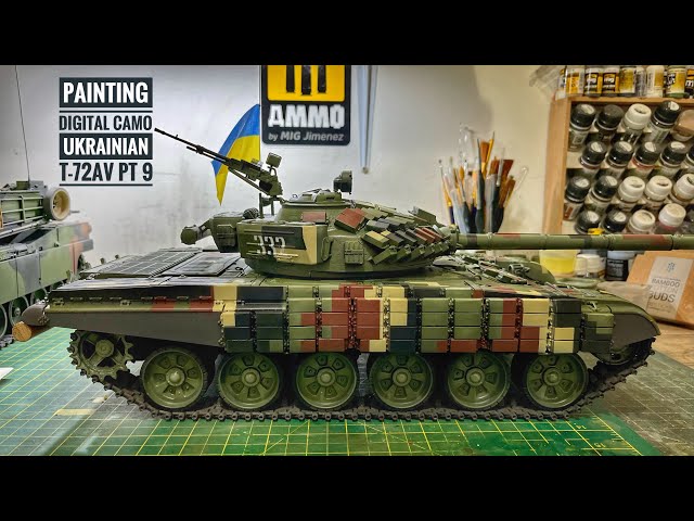 NEW RC Tank Heng Long T-72 ERA DIGITAL CAMO, AMMO MASKING PUTTY MOD to Ukrainian T-72AV Pt 9 #howto