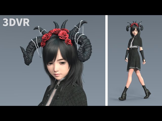 3DVR : Female Model X-015 with Dark-Horn Outfit File.001