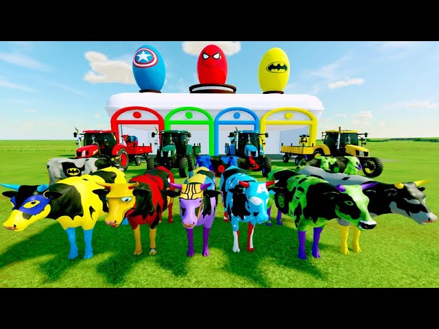 SAPI WARNA WARNI! Transport Color Cows With Mini Tractors! FS22