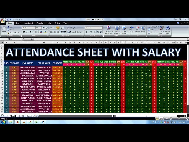 Exercise 03 | Excel Practice Book | How To Make Attendance Sheet With Salary In Ms Excel