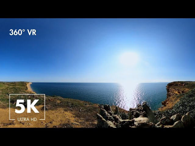 Virtual Nature 360° VR - Gentle Ocean & Wind Sounds Overlooking The Coast In Cornwall - 5K Ultra HD